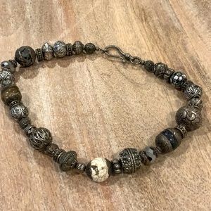 Mixed metal beaded choker necklace